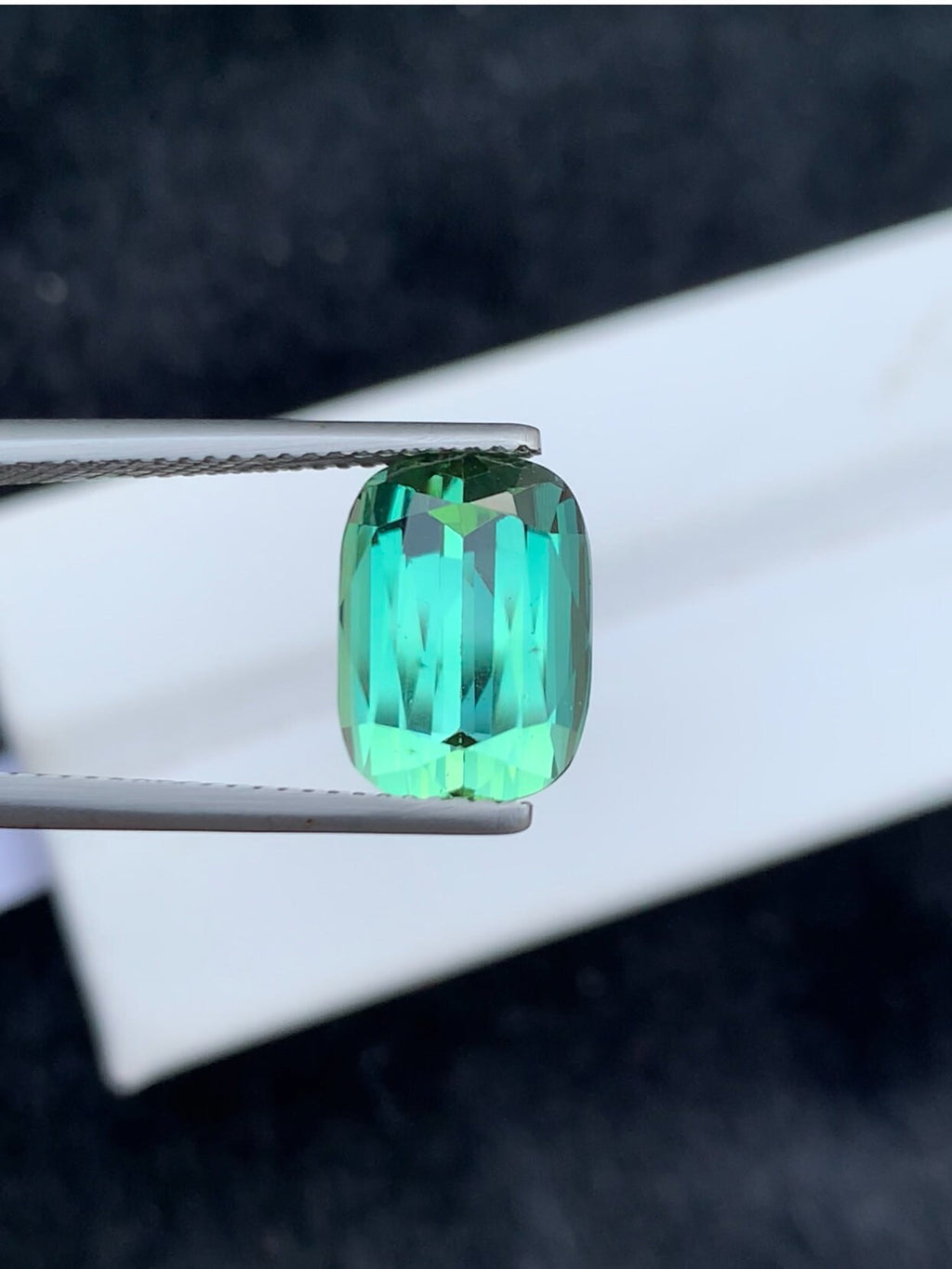 6.35 CT Mint Green Tourmaline Gemstone: Cushion Cut, VVS Clarity