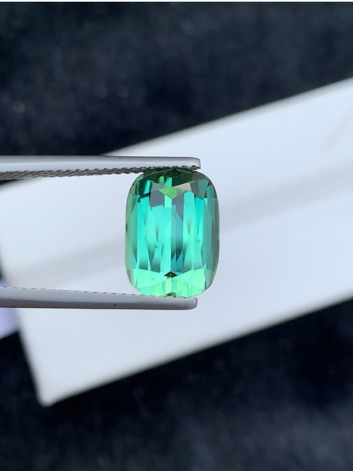 6.35 CT Mint Green Tourmaline Gemstone: Cushion Cut, VVS Clarity