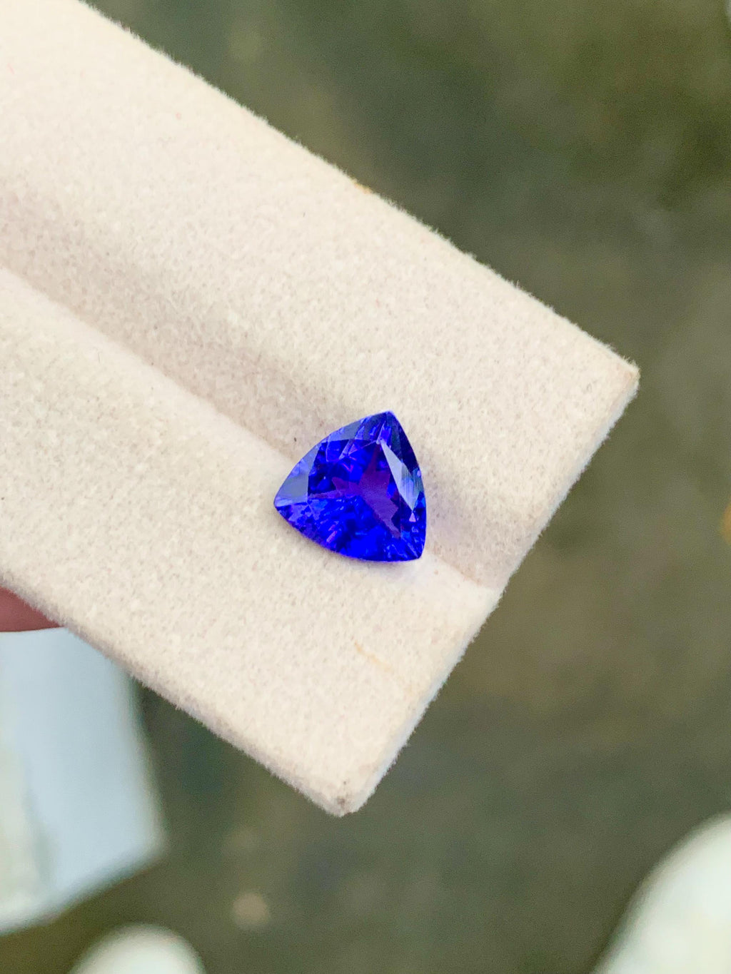 Trillion Cut Tanzanite Gemstone: 2.30 Carat Deep Blue December Birthstone