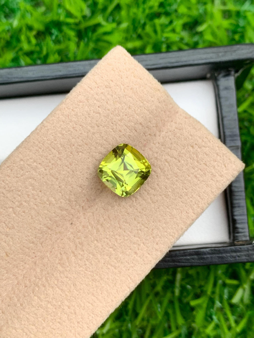 Lime Green Tourmaline Stone: 3.15 CT Cushion Cut Gemstone