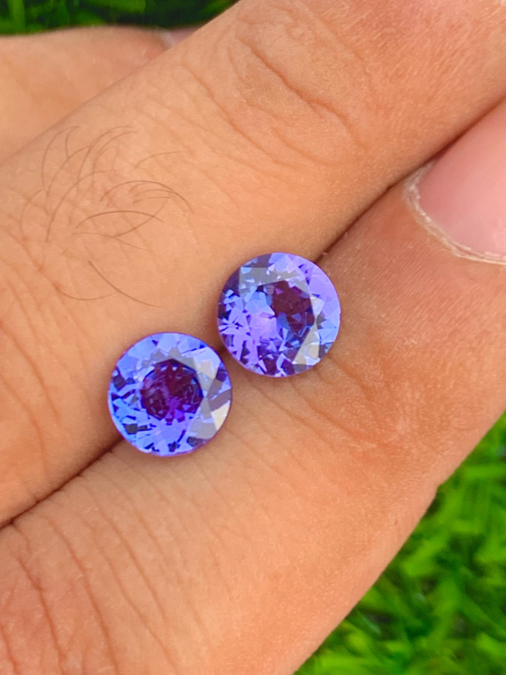 7mm Tanzanite Pair 2.90ct Round Cut Blue  tanzanite Gemstones from Tanzania