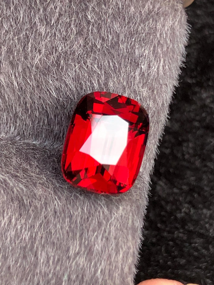 Red Rhodolite Garnet Cushion Cut 3.60 ct from Tanga Mine Tanzania