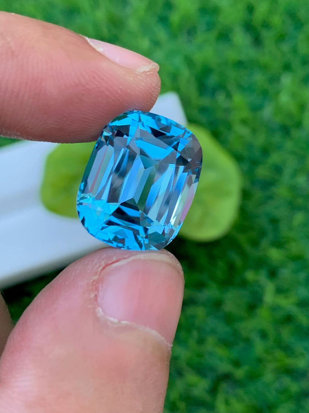 20.00 CT Swiss Blue Topaz Gemstone: Cushion Cut, Flawless