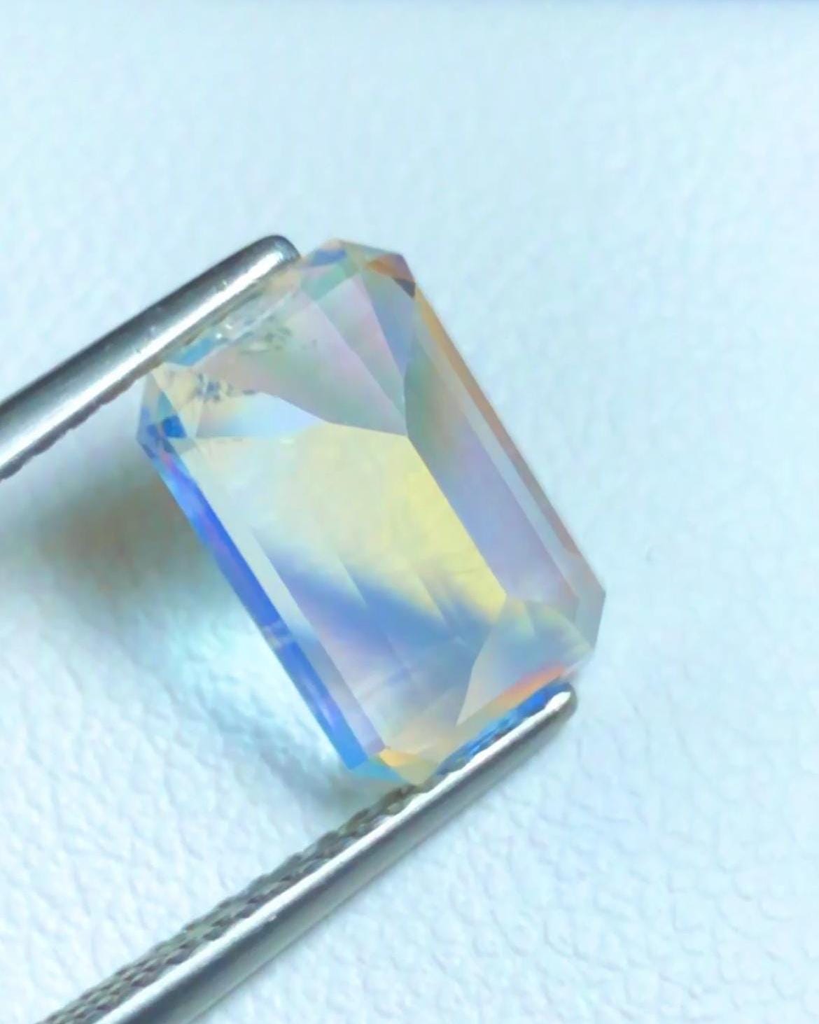Rainbow Moonstone 3.29ct Emerald Cut Loose Gemstone – Madagascar