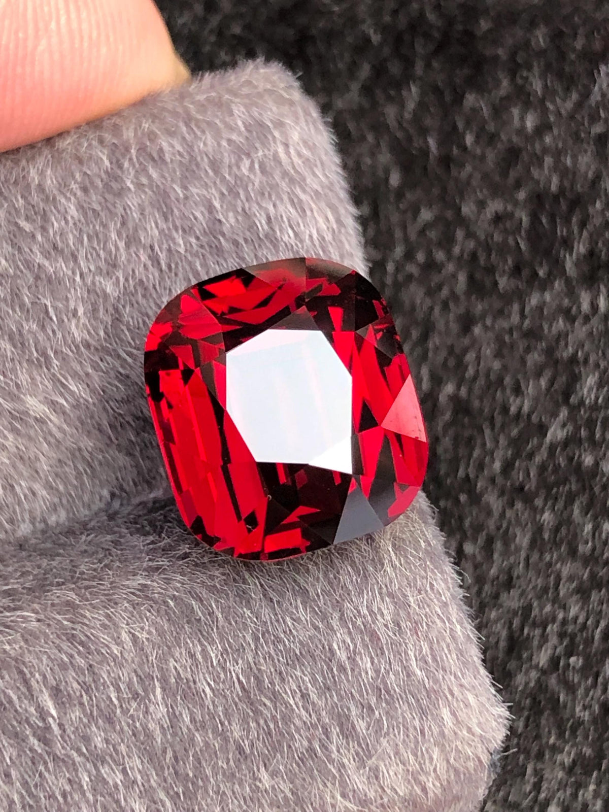 Red Rhodolite Garnet Cushion Cut 12.40 ct from Tanga Mine Tanzania
