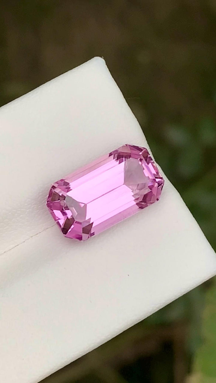 Pink Kunzite Gemstone: 8.05CT Faceted Emerald Cut From Nuristan Afghanistan