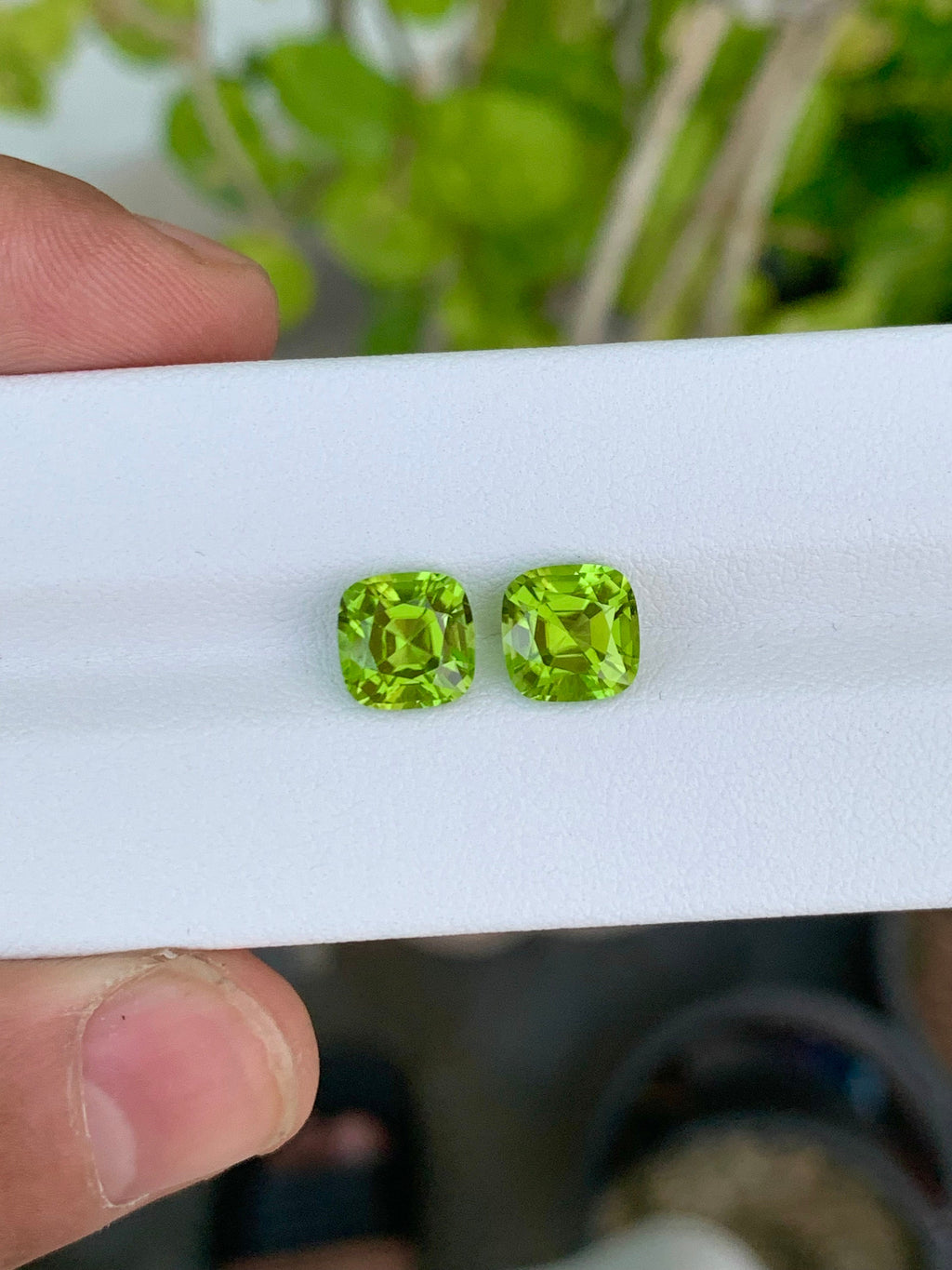 Cushion Cut Peridot Gemstone Pair: August Birthstone, 5.00 CT