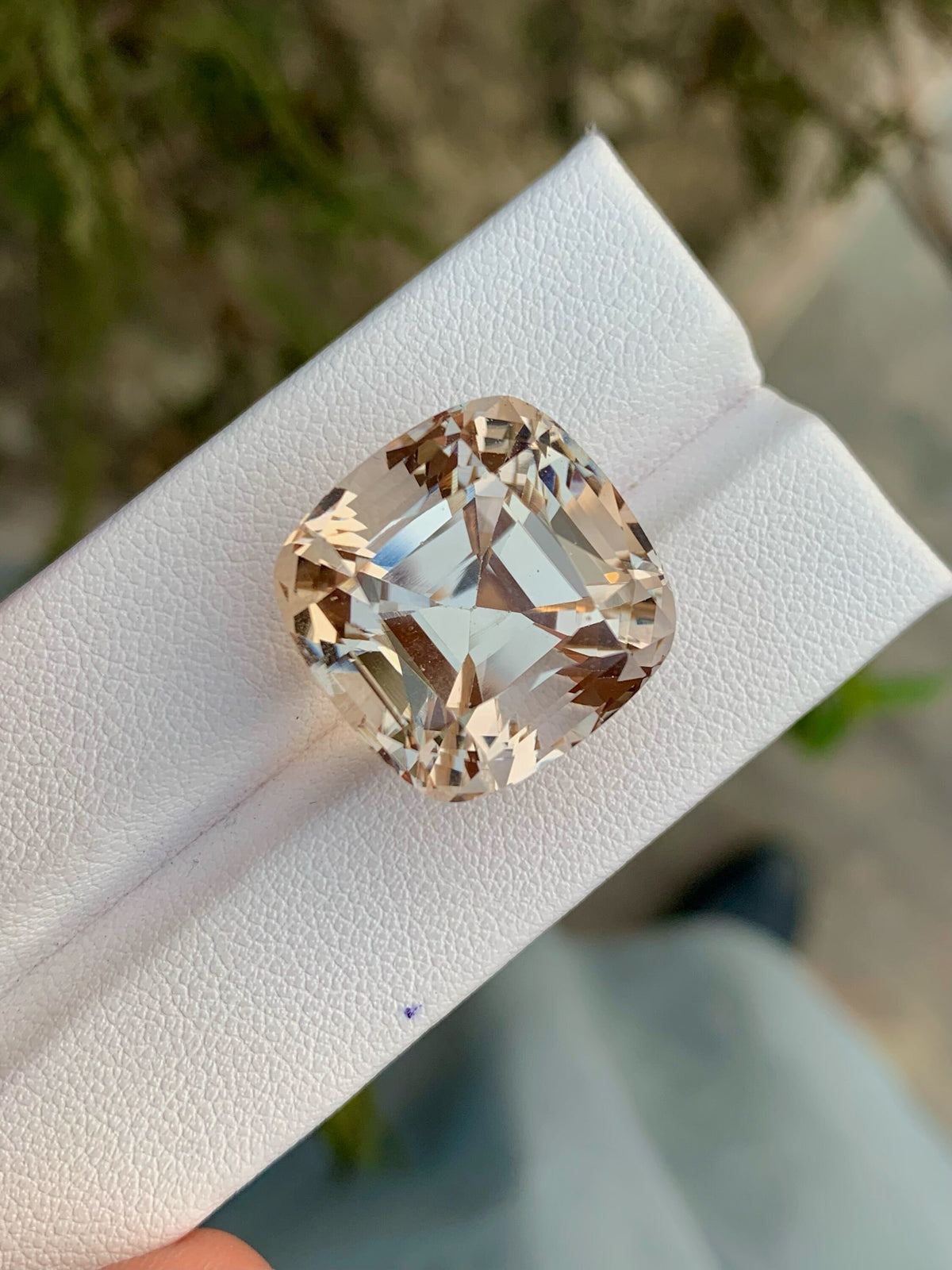 Unheated Imperial Topaz Gemstone: 38.30 CT VVS Cushion Cut