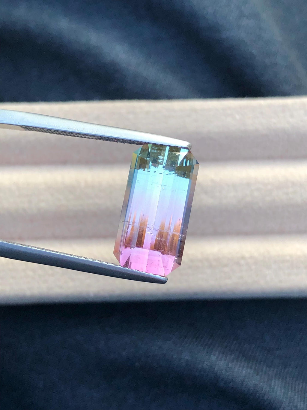 Emerald Cut Bi-Color Tourmaline Gemstone: 6.90 CT, Afghanistan Origin