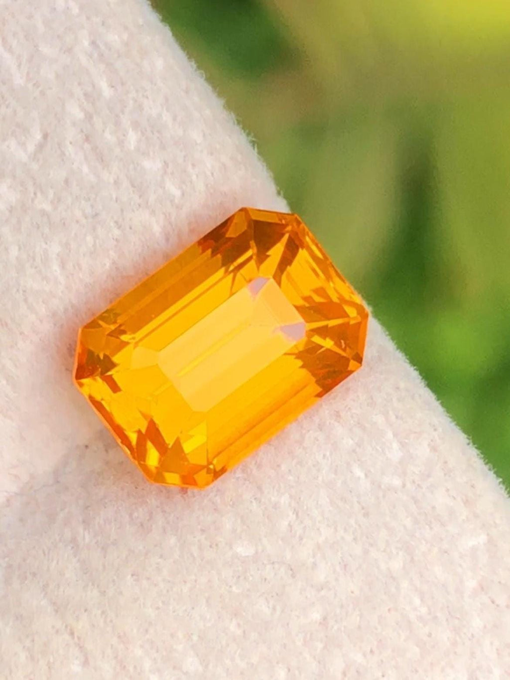 Orangy Yellow Sapphire 3.02 ct Emerald Octagonal Cut Madagascar With Certificate