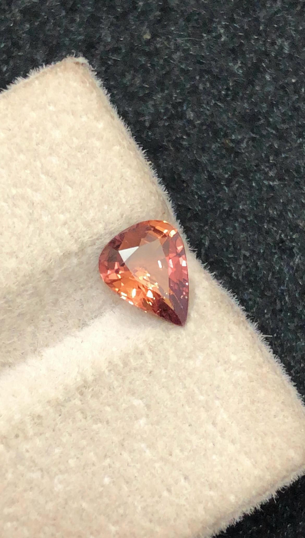 Padparadscha Sapphire 1.06 ct Pear Cut , Madagascar – Pinkish-Brownish-Orange Sparkle Certified
