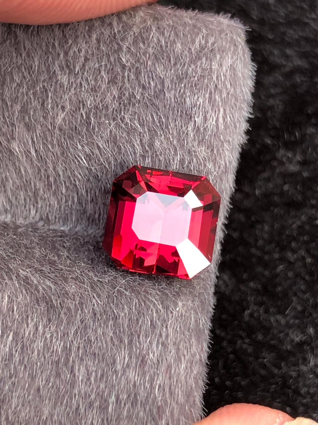Red Rhodolite Garnet Emerald Cut 3.01 ct from Tanga Mine Tanzania