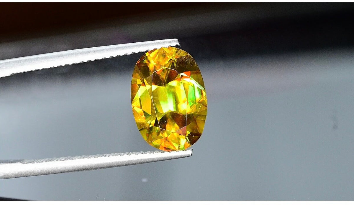 4.30 CT Oval Sphene Gemstone: Greenish Yellow Titanite, August Birthstone