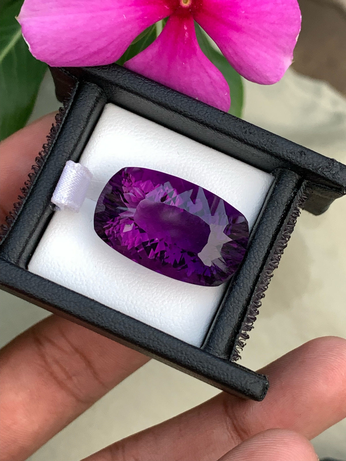 Natural Amethyst Gemstone: 32 CTS, Custom Cushion Cut, VVS Clarity