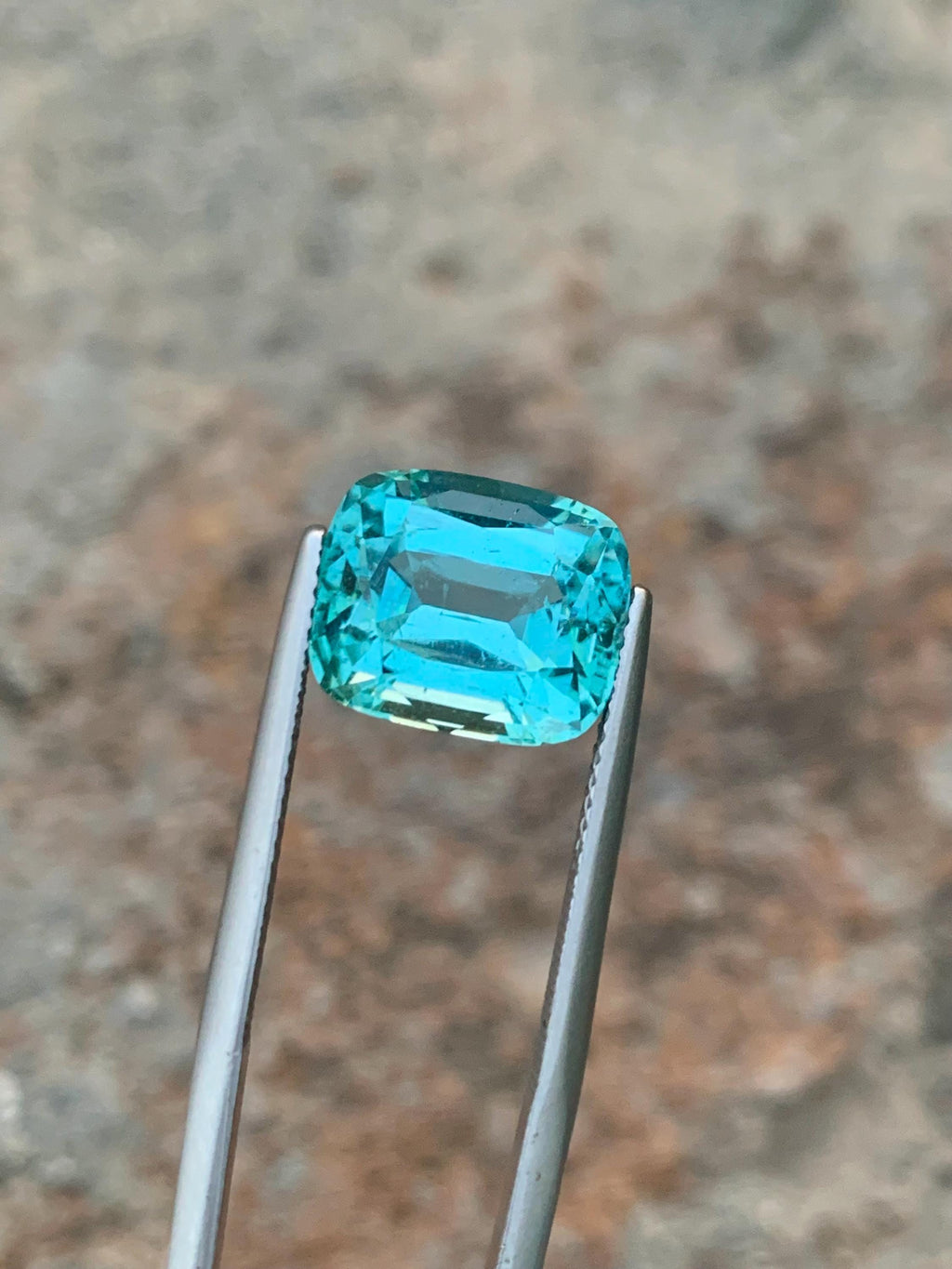 Blue Lagoon Tourmaline Stone: 7.90 CT Faceted Cushion Gemstone