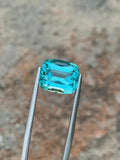 Blue Lagoon Tourmaline Stone: 7.90 CT Faceted Cushion Gemstone