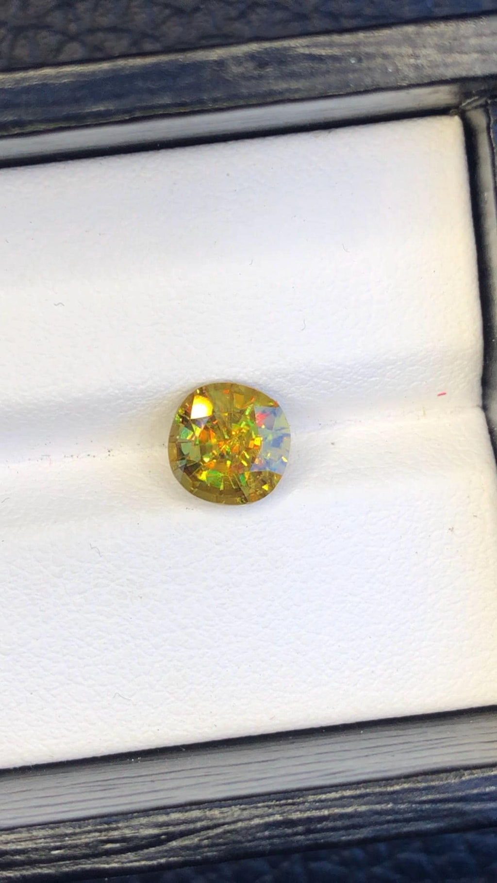 Natural Fire Sphene Gemstone: Round Faceted Titanite, 1.95 CT