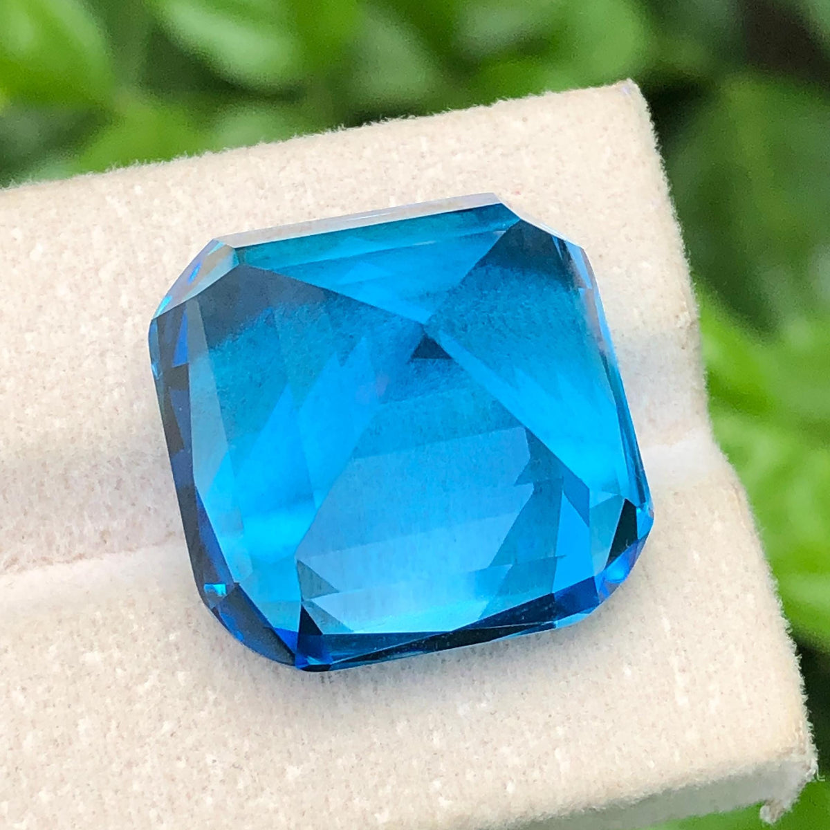 Electric Blue Topaz 53.25 Carat Cushion Cut Gemstone from Skardu, Pakistan – 20x19x16mm