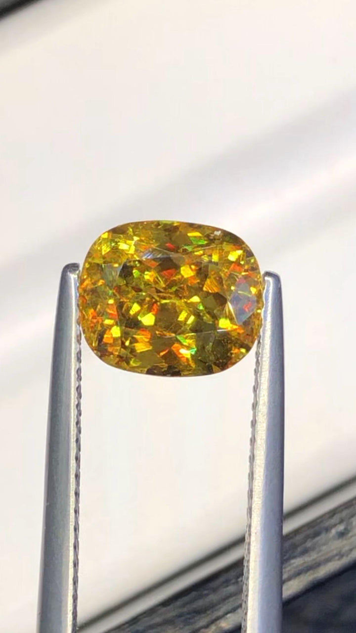 Green Sphene Gemstone: 2.90 CT Cushion Cut Jewelry Stone