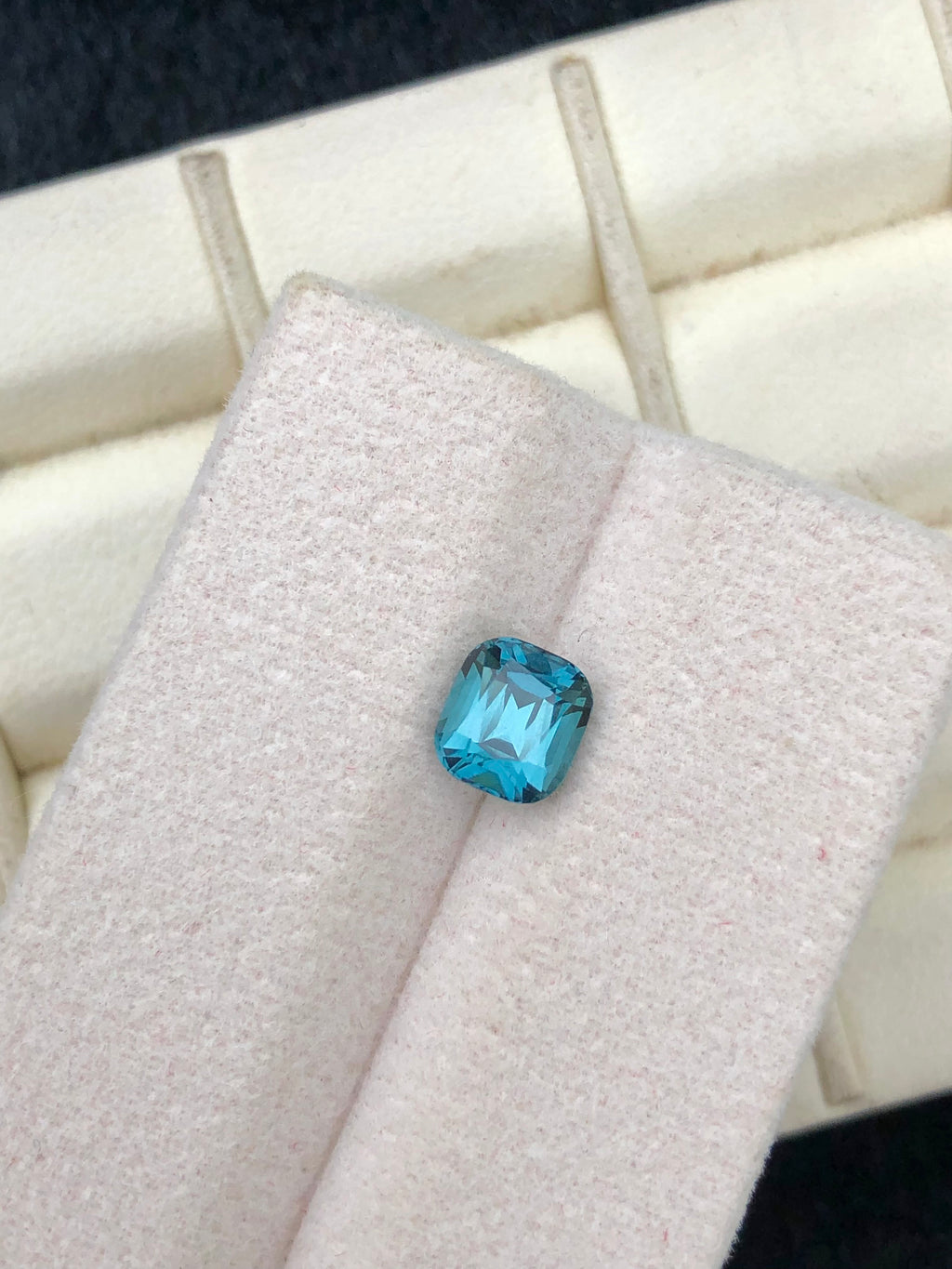 Ink Blue Lagoon Tourmaline Stone: 1.15 CT Faceted Cushion Gemstone