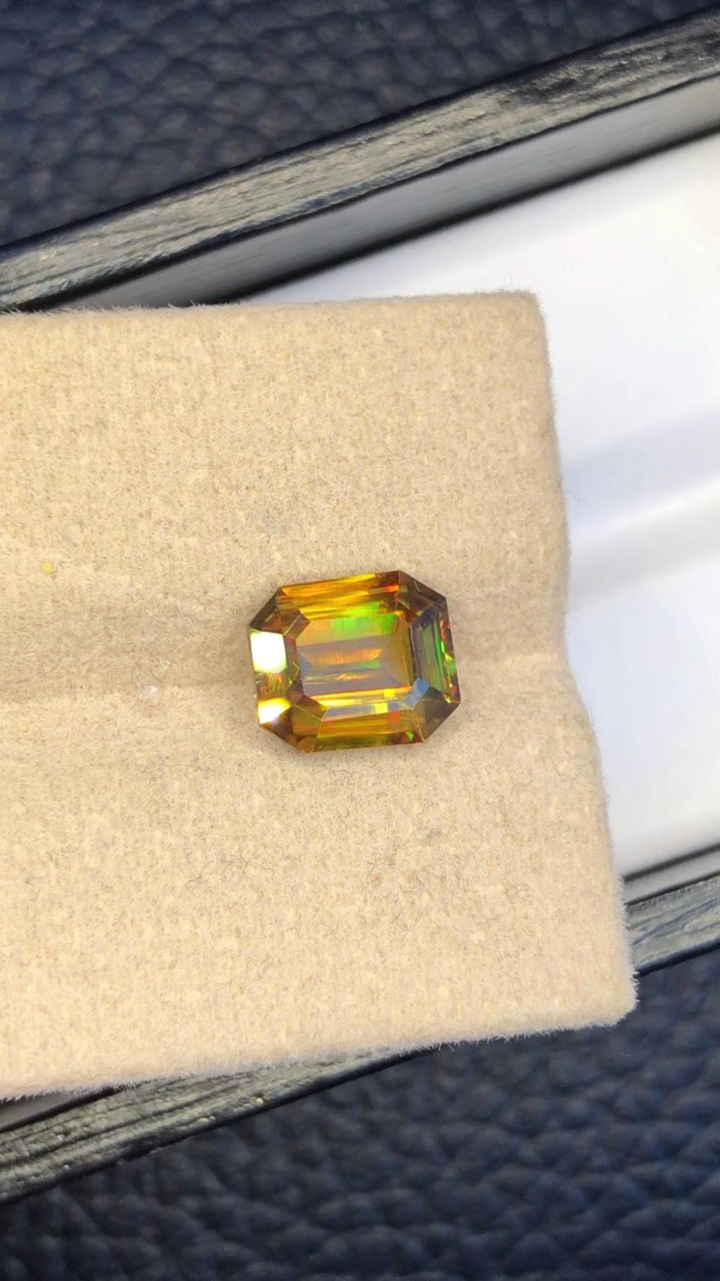 2.40 CT Emerald Cut Sphene Gemstone: Greenish Yellow Titanite, August Birthstone