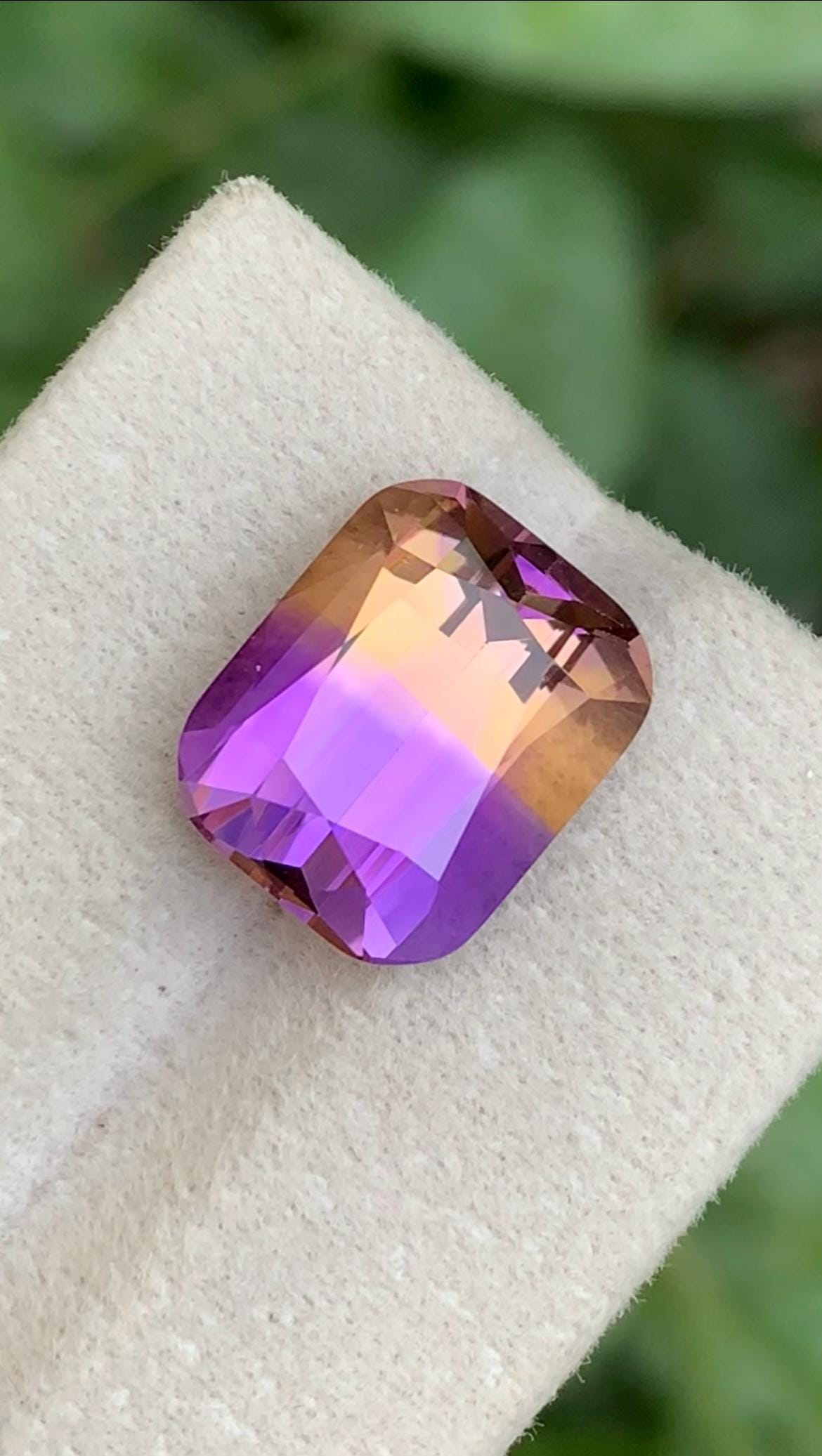 Bi Color Ametrine 8.00ct Cushion Cut Gemstone from Brazil – Purple and Golden Blend