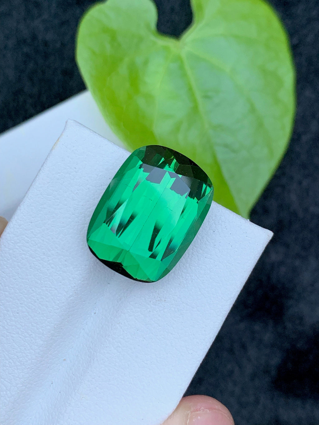 Green Tourmaline Gemstone: 17.75CT Faceted Cushion Cut, Afghanistan Origin