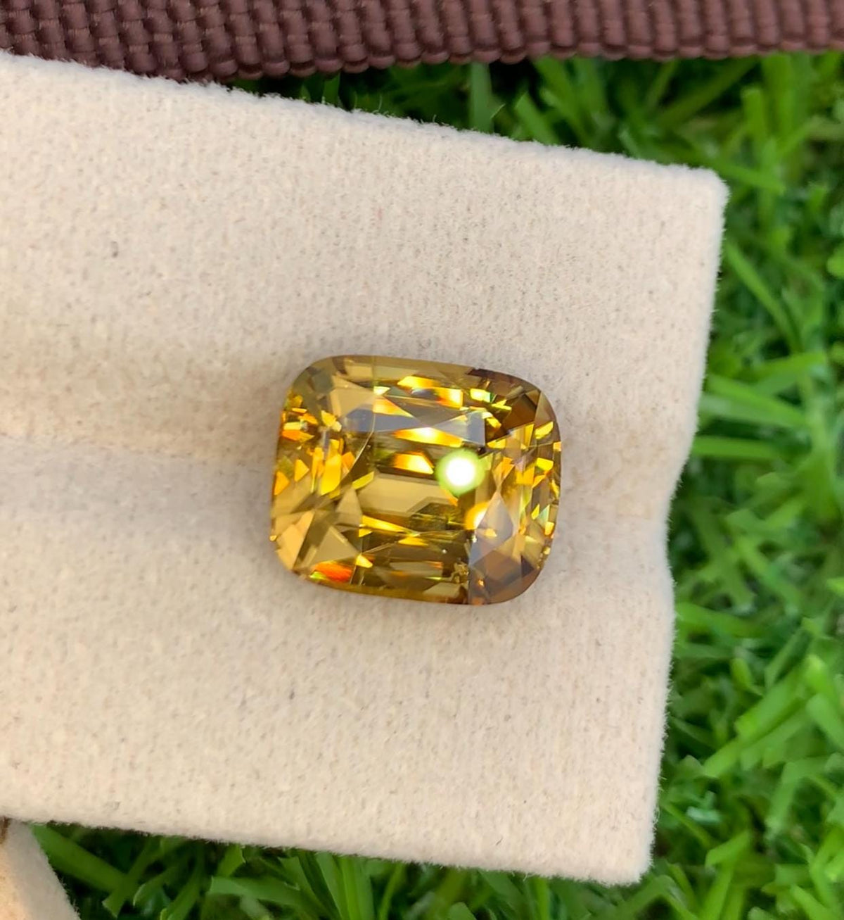 Golden Zircon 10.29ct Cushion Cut Full of Fire from Sri Lanka