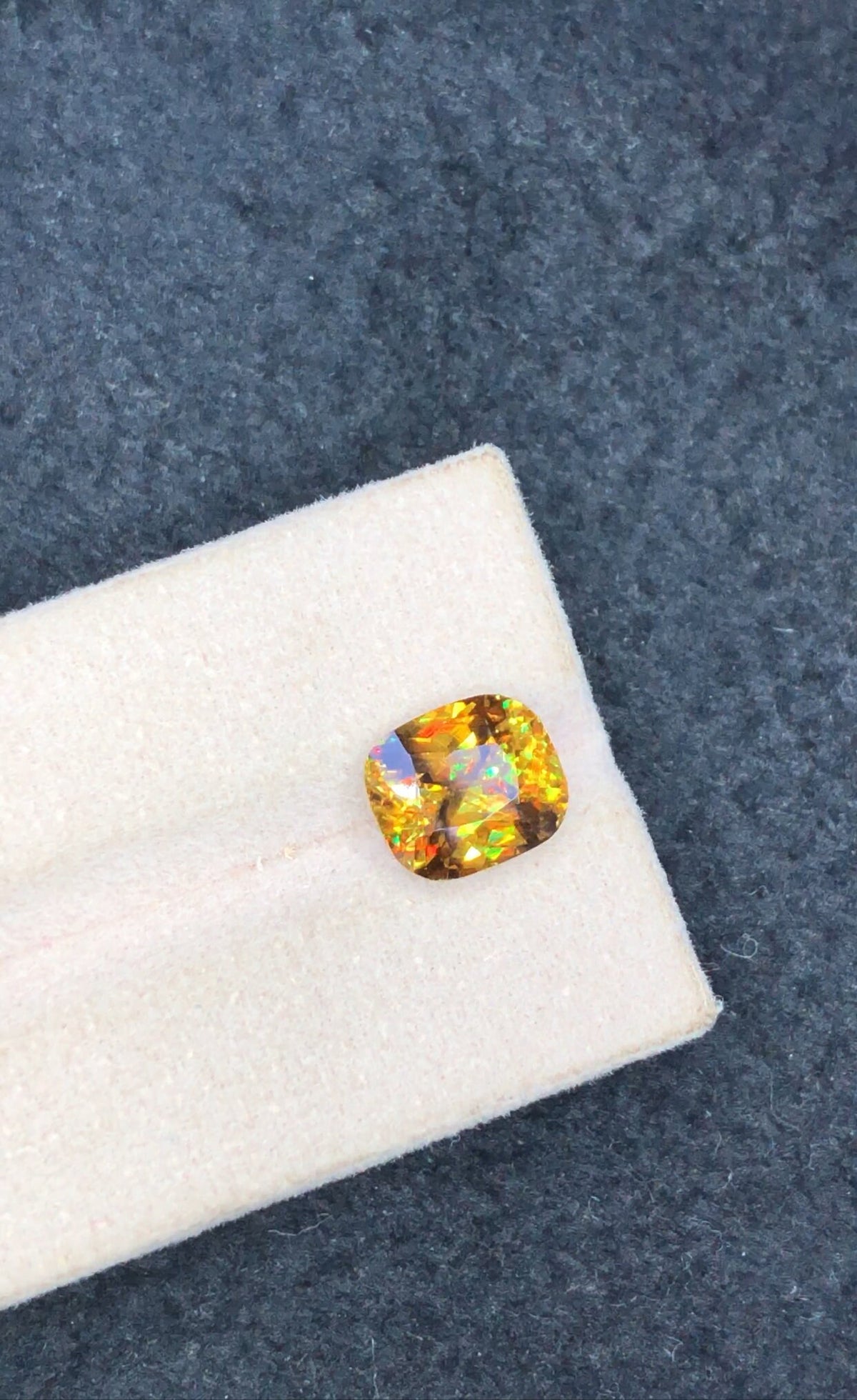 Cushion Cut Sphene Gemstone: 3.05 CT Rare Titanite with Trichroism