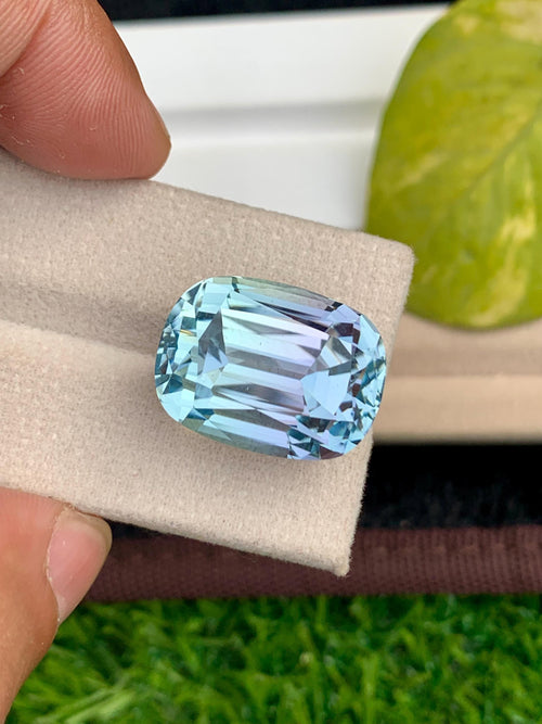 Aqua Kunzite Gemstone: 38.50 CT Cushion Cut, VVS Clarity
