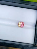 Bi-Color Tourmaline Gemstone: 1.35 CT Cushion Cut, Flamingo Pink/Harvest Green