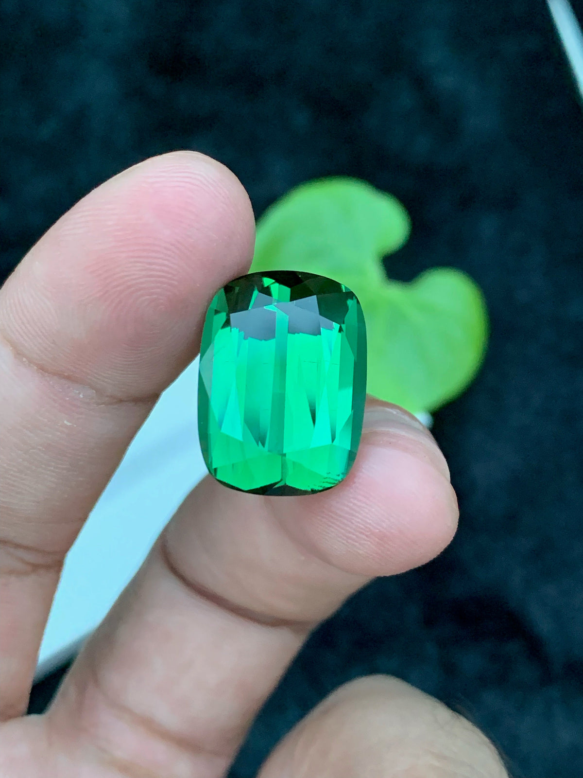 Green Tourmaline Gemstone: 17.75CT Faceted Cushion Cut, Afghanistan Origin