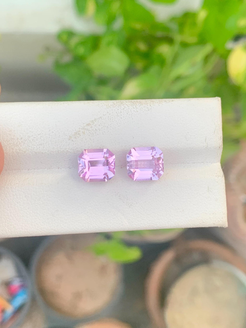 Emerald Cut Pink Kunzite Pair: Natural Gemstone, 9.10 CT