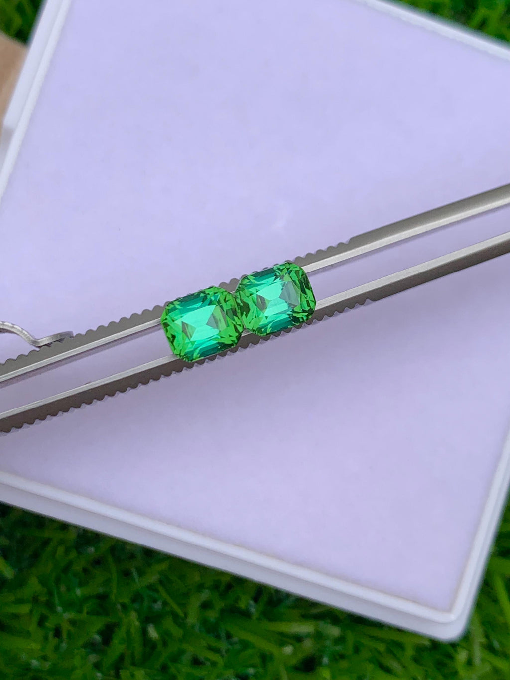 Blue Green Tourmaline Stone Pair: Cushion Cut October Birthstone, 2.45 CT