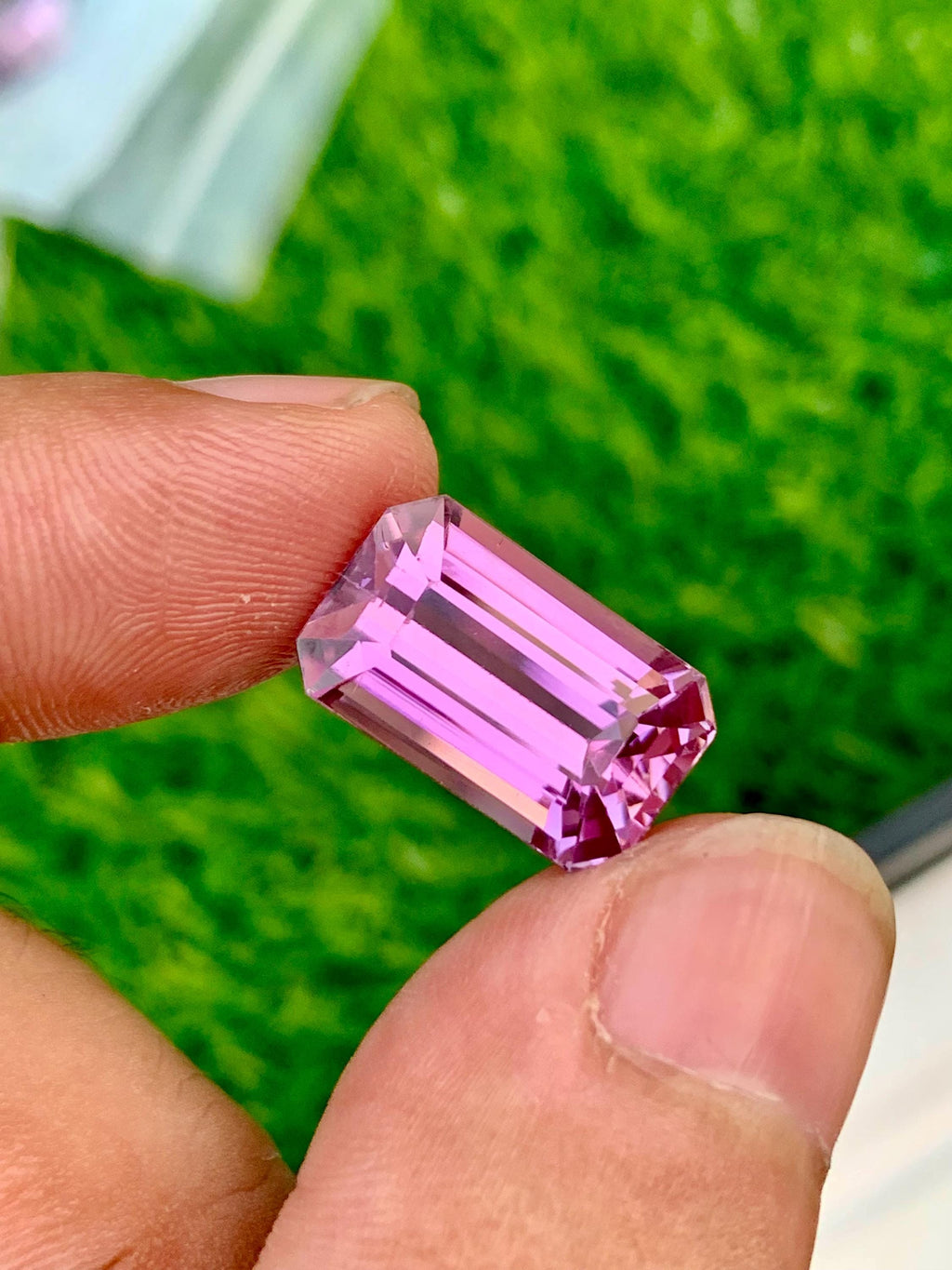 12.25 Carat Pink Kunzite Gemstone: Nigerian Emerald Cut Spodumene