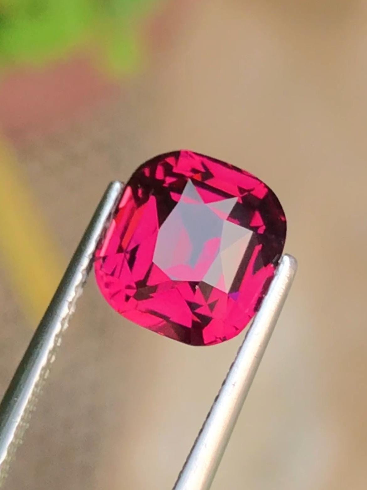 Rhodolite Garnet 4.05ct Cushion Cut – Certified Raspberry-Tone Tanzanian Gemstone