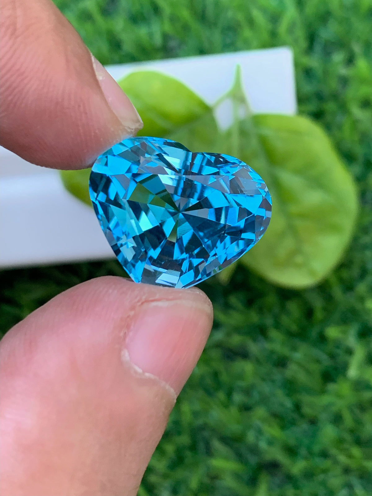 Heart Swiss Blue Topaz Gemstone: Faceted Loose Stone, 21.85 CT