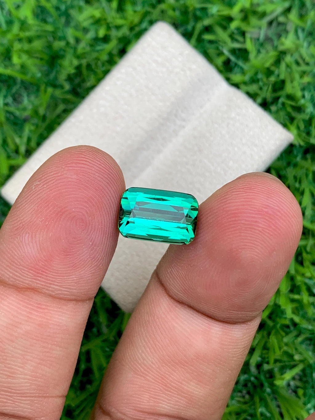 Bluish Green Tourmaline Gemstone: 3.40 CT Cushion Cut, Afghanistan Origin