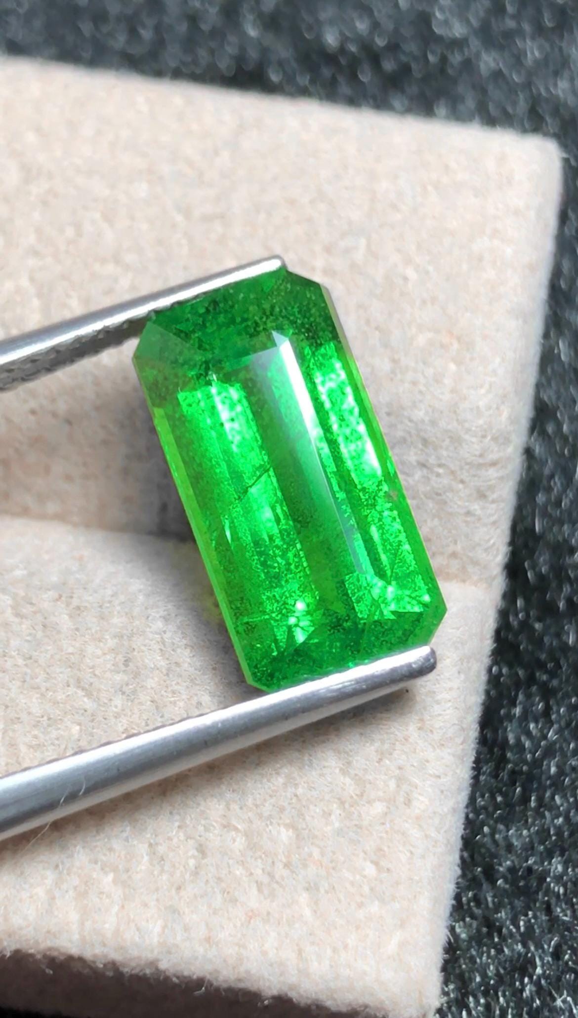 Tsavorite Garnet 4.38 ct Emerald Cut – Vivid Green Garnet from Tanzania
