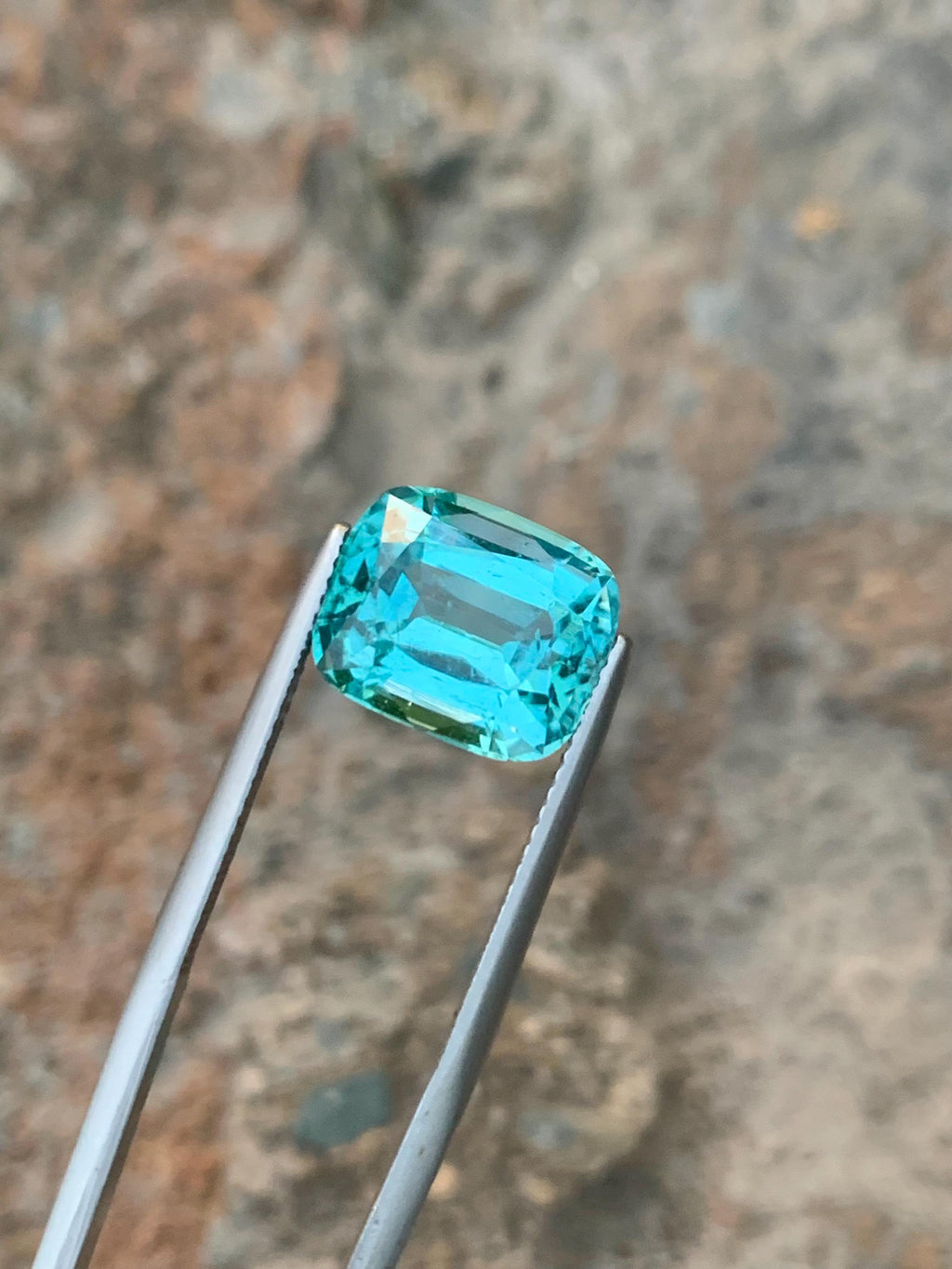 Blue Lagoon Tourmaline Stone: 7.90 CT Faceted Cushion Gemstone