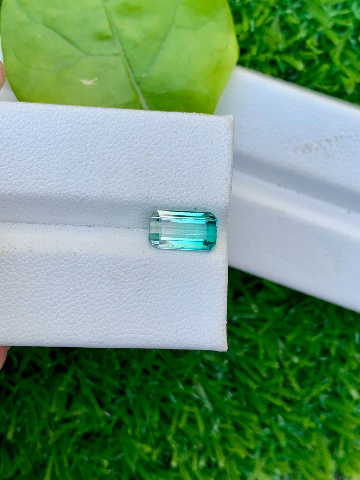Bi-Color Tourmaline Gemstone: Emerald Cut, Blue/Green, Afghanistan (8.5x4x3 MM)