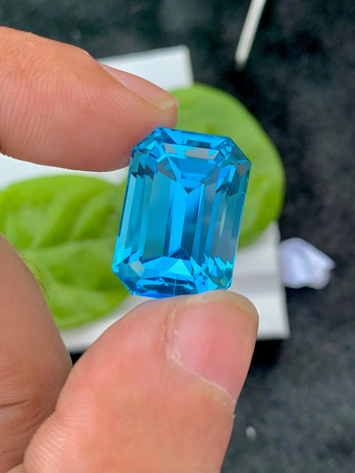 Swiss Blue Topaz Gemstone: 34.95 CT Emerald Cut, December Birthstone