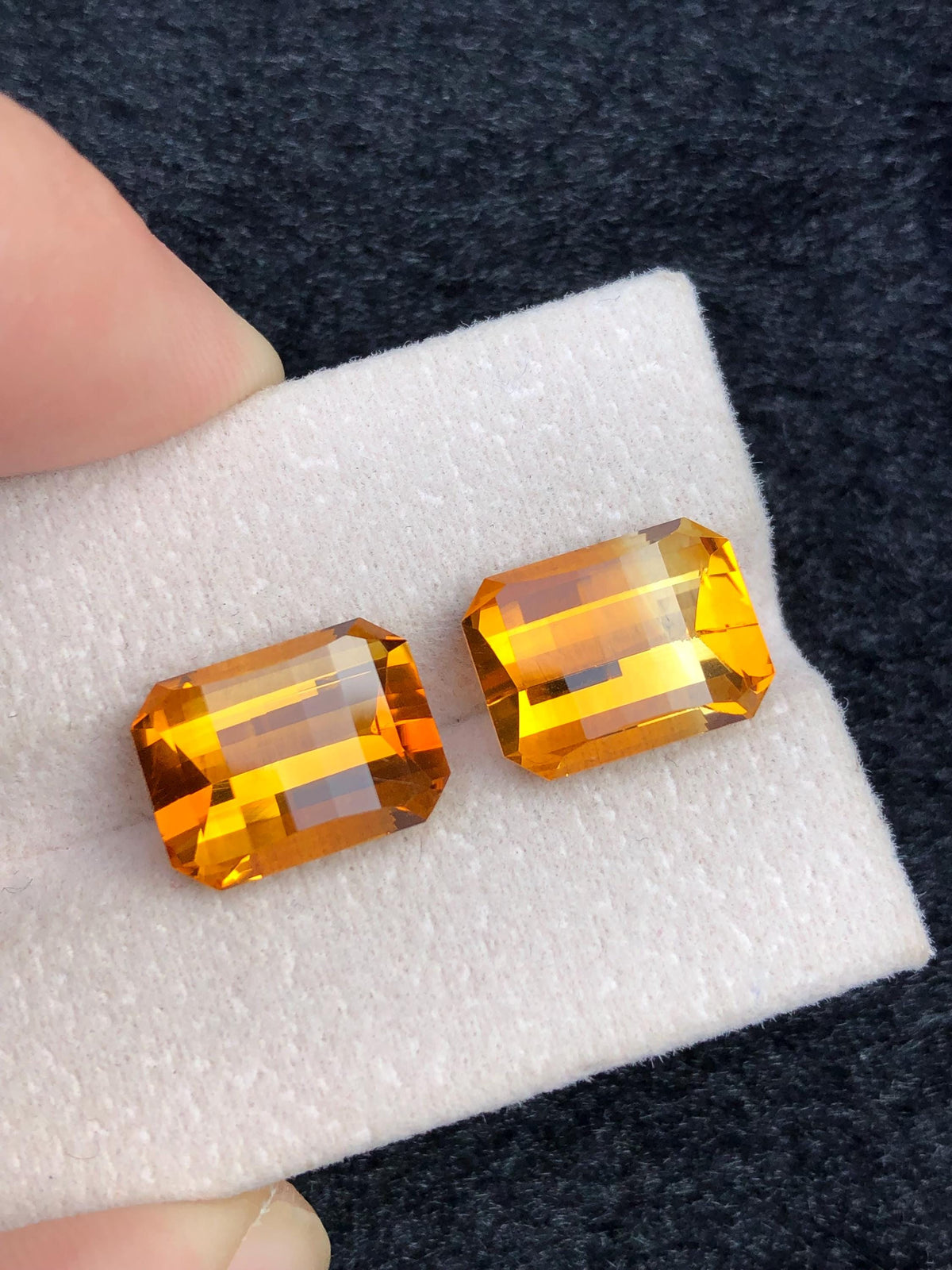 Natural Madeira Citrine Gemstone Pair: Vintage Orange November Birthstone (11.65 Carat)