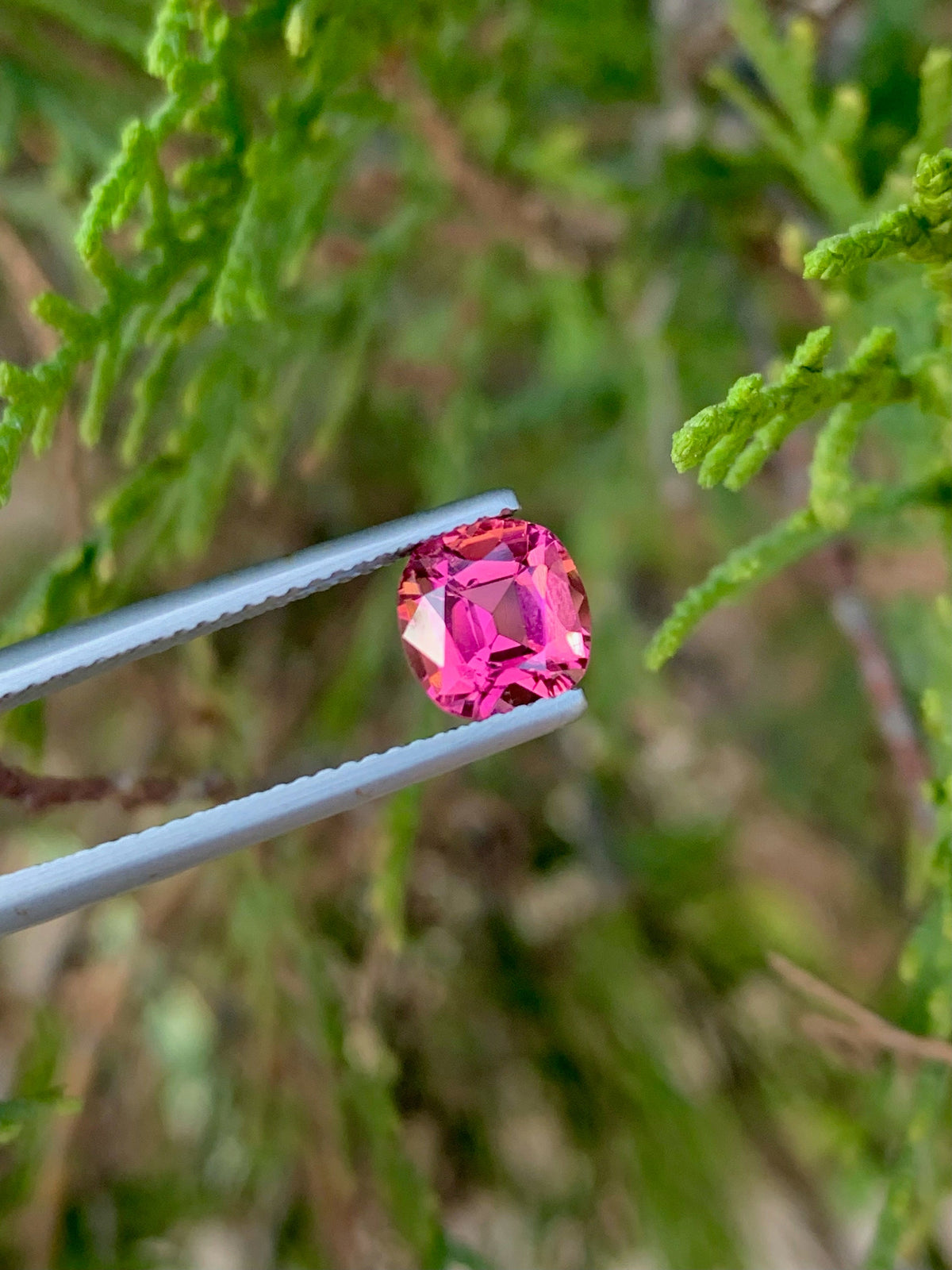Deep Pink Tourmaline Gemstone: 1.55 CT Cushion Cut Stone