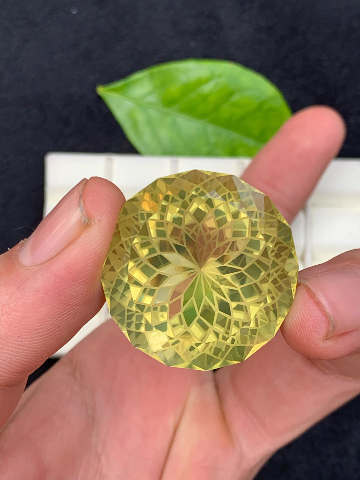 Flower Cut Citrine Gemstone: Natural Yellow Faceted Stone, 100 CT
