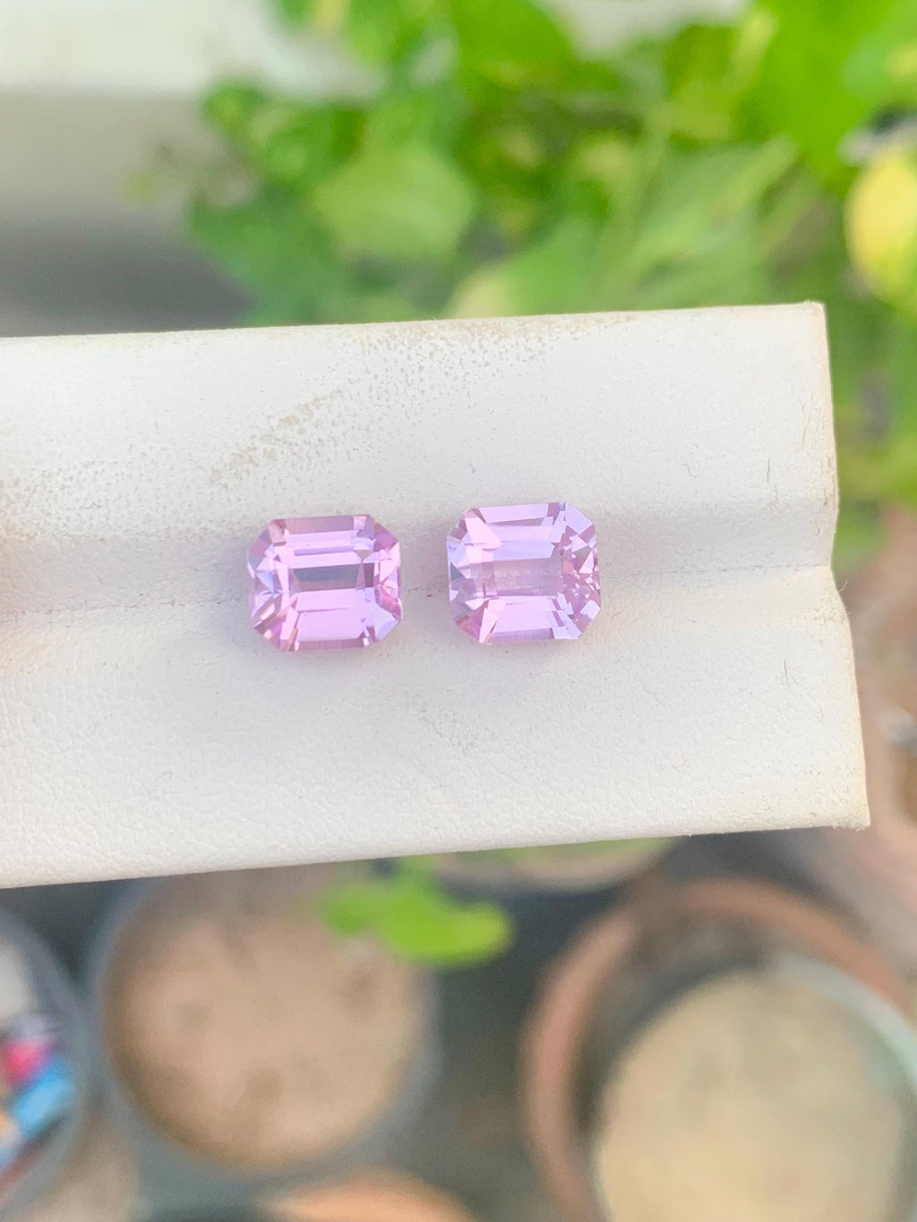 Emerald Cut Pink Kunzite Pair: Natural Gemstone, 9.10 CT