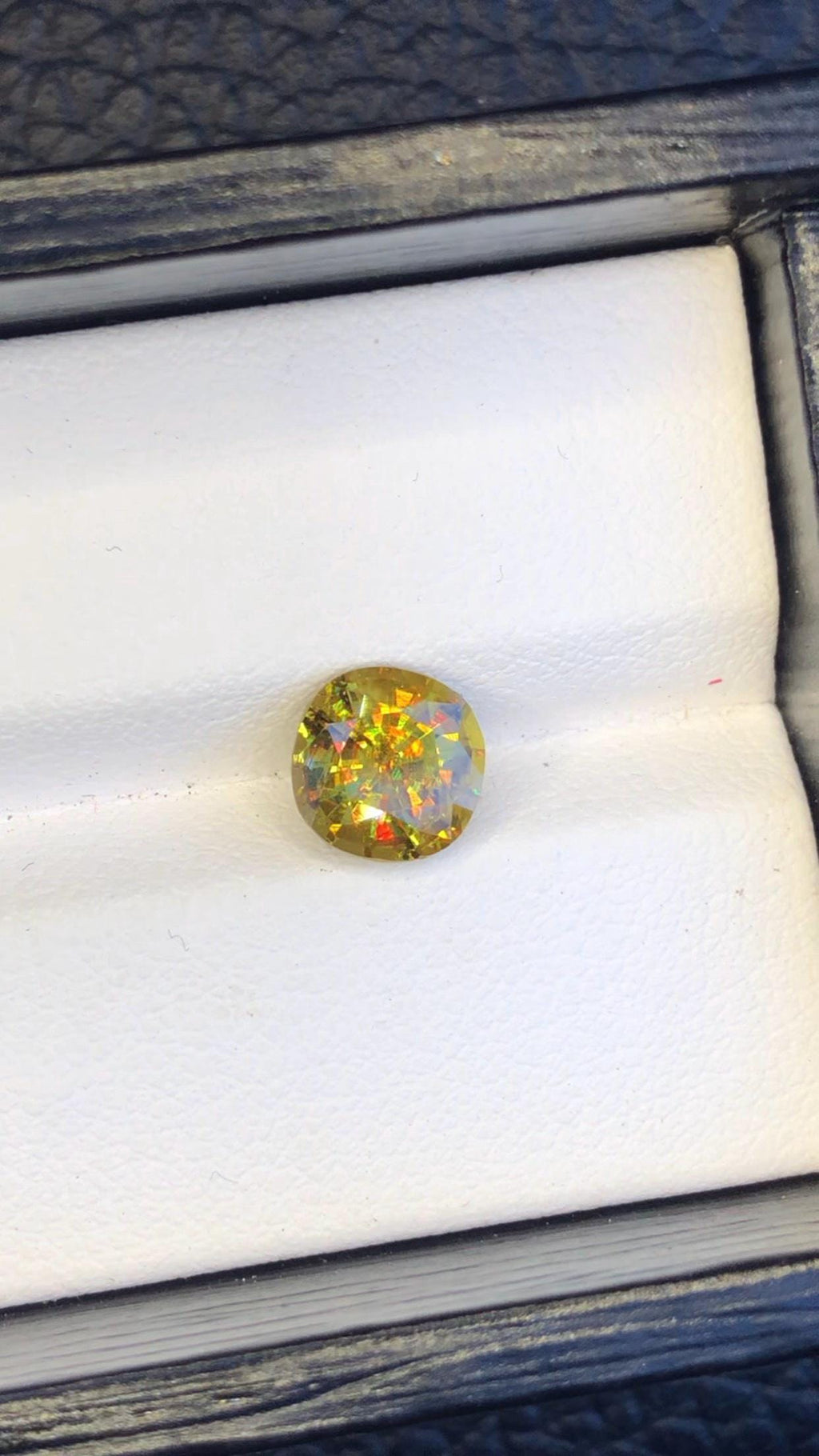 Natural Fire Sphene Gemstone: Round Faceted Titanite, 1.95 CT