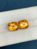 Citrine Gemstone Pair: 7.40 Carat Orange Ascher Cut, November Birthstone
