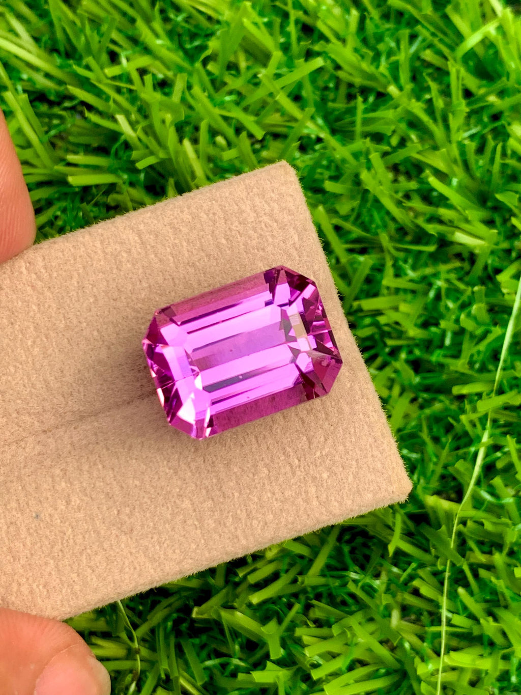 Deep Pink Kunzite Gemstone: Emerald Cut, 18.30 Carat, Afghanistan