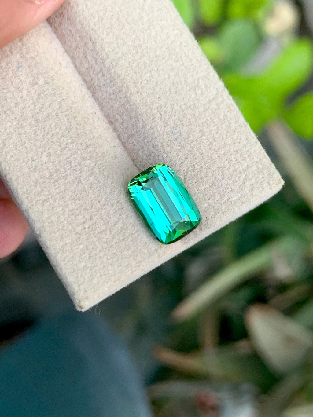 3.35 CT Blue Green Tourmaline Gemstone: Cushion Cut, Jaba Mine